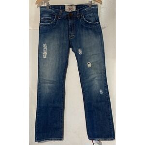 Division E Mens Size 30 33 Blue Distressed Denim Jeans Pants Made in USA j262